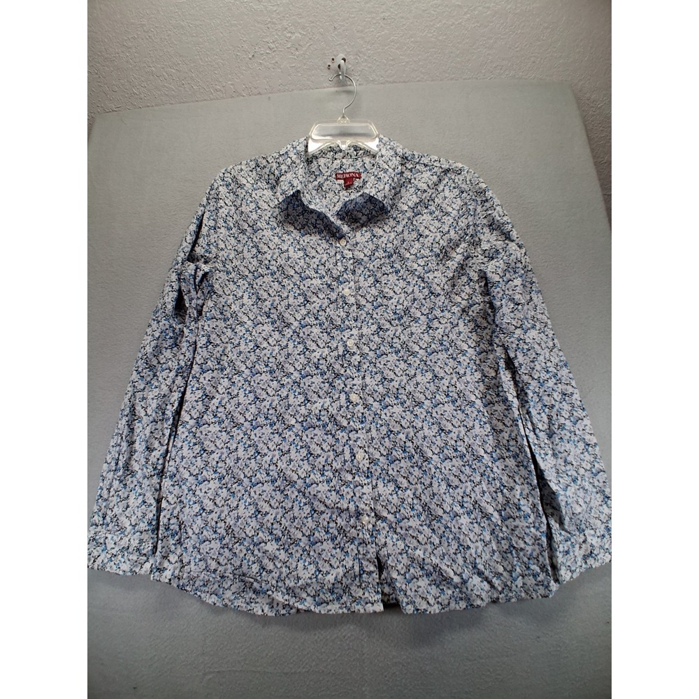 Merona Women's Light Blue Button Down Long Sleeve Shirt Size L